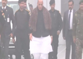 Defence Minister Rajnath Singh leaves Delhi to visit Rajouri and Jammu to review security after terror attack.